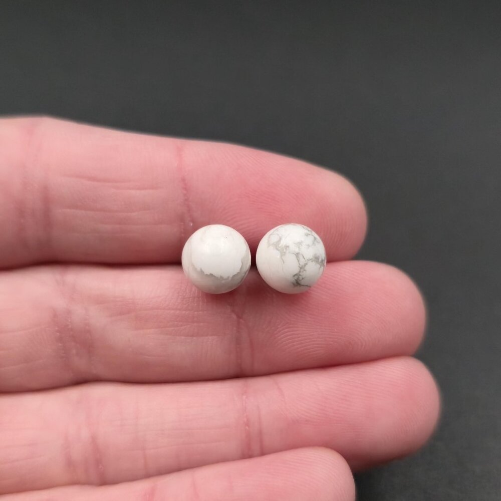 Silver Plated Over Copper White Howlite Stone Earrings A6852
